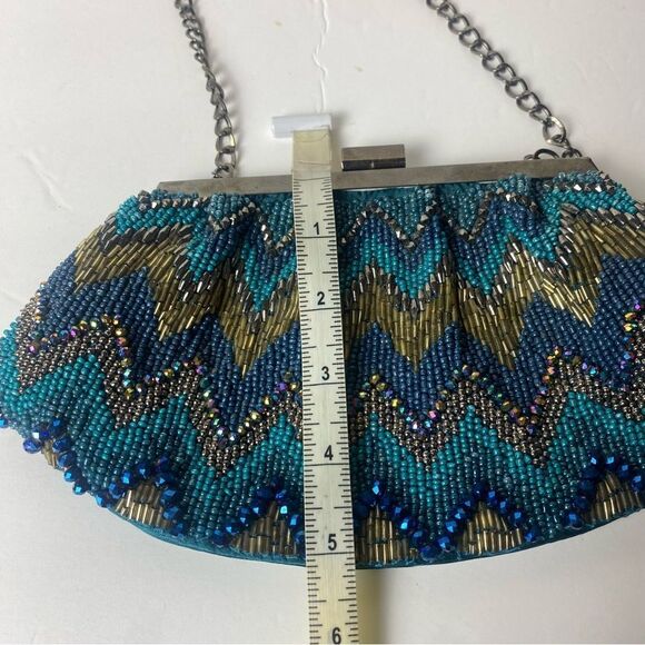 Chico's Beaded Blue/Green Tone Purse/Clutch - Picture 12 of 13